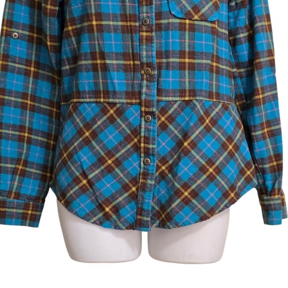 Sundance Plaid Hayden Creek Peplum Flannel Button Down Top Sz S - Picture 4 of 8